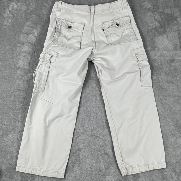 Vintage Y2K Levi's Baggy Beige Cargo Pants Size 34x28 Loose Cargo Straight Skate - Picture 2 of 10